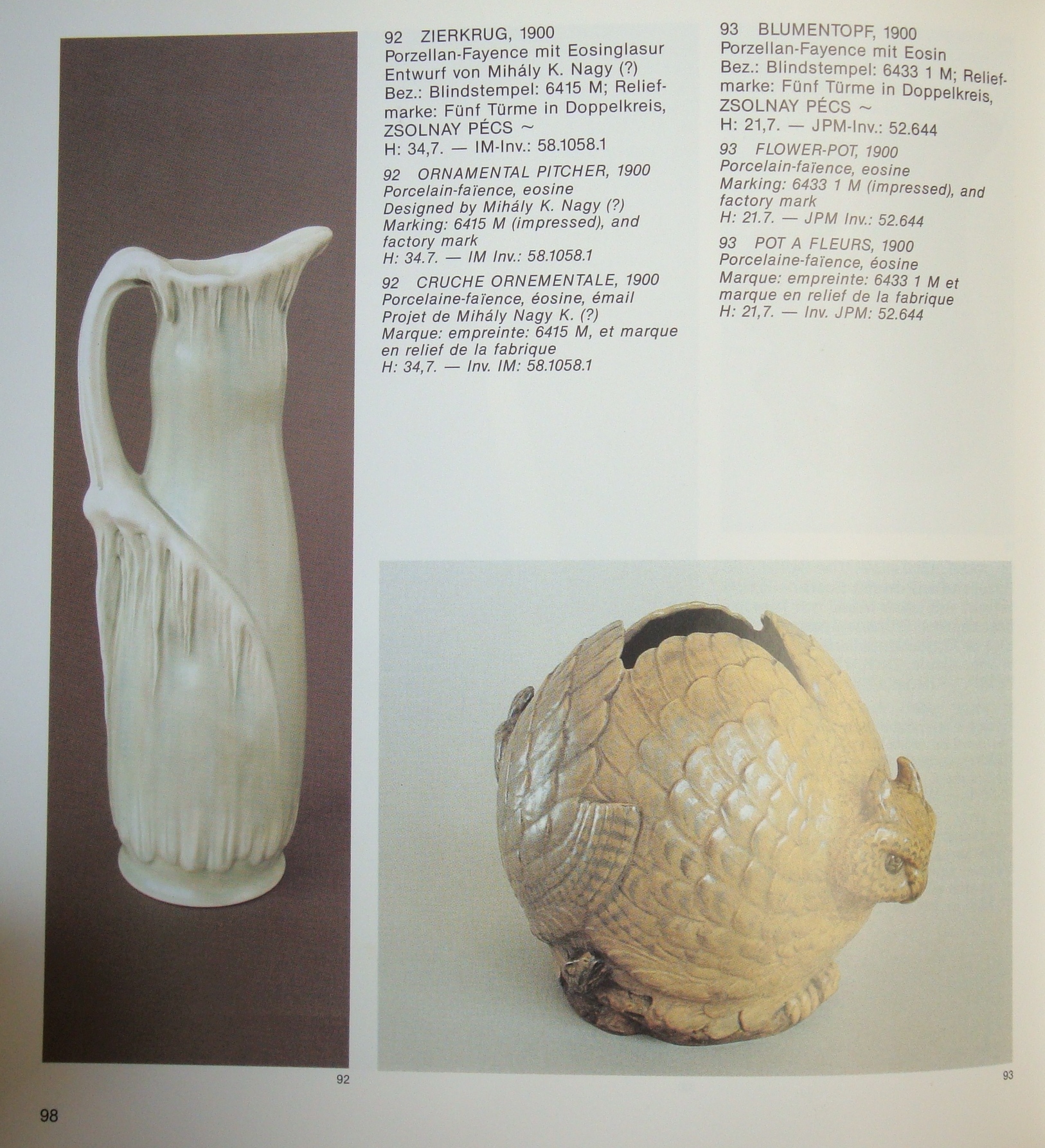 Zsolnay Owl Vase
